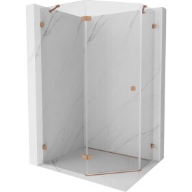 MEXEN/S - Lunar sprchový kout pětiboký křídlový levá 80 x 90, transparent, měď kartáčovaná 831-080L-090P-65-00-L