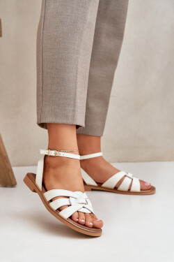 Kožené Dámské Sandály Na Plochém Podpatku Zazoo 3688 Ecru 41