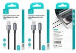 USAMS SJ667 černá / Datový kabel / Lightning - USB / 2,4A / 1,2m / Nylon (SJ667USB01)