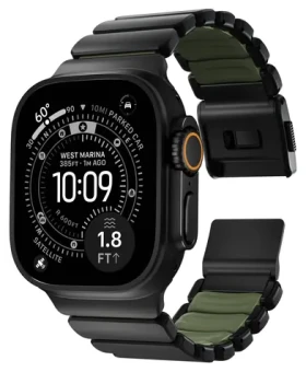 Nomad Stratos Band černá/zelená / Řemínek / Pro Apple Watch 45/46/49mm / Titan a FKM (NM009575858)