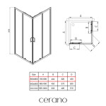 CERANO - Sprchový kout Fabrizio L/P - 5 mm - černá matná, transparentní sklo - 80x80x195 - posuvný CER-477967