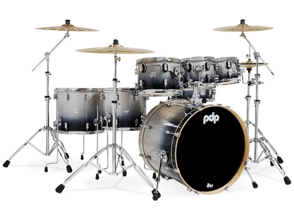 PDP Concept Maple 7 Piece Silver to Black Fade Sparkle Laquer