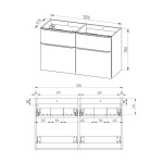 Mereo Mailo, koupelnová skříňka s umyvadlem z litého mramoru 121 cm, dub Riviera, elox AL madlo CN523MA
