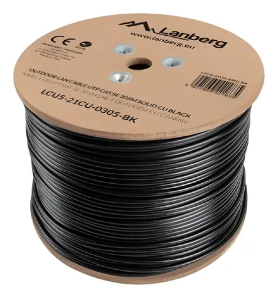 Lanberg Cat5e 305m černý / UTP drát / 100 MHz / AWG24 (LCU5-21CU-0305-BK)