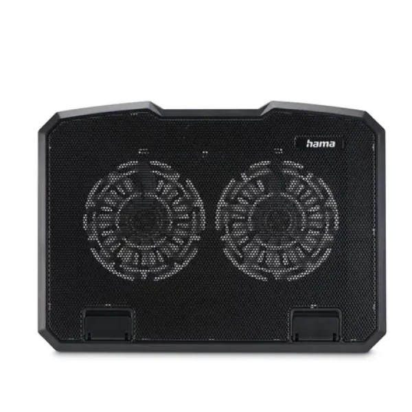 Hama chladicí stojan pro notebook Black Metal černá / 2 ventilátory / naklápěcí / modré podsvícení / tichý (126806)