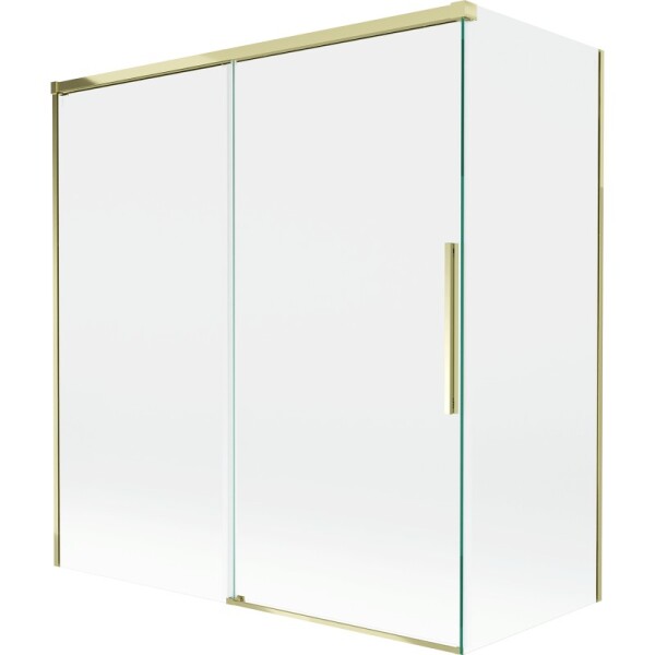 MEXEN/S - Rox vanová zástěna 2-křídlová posuvná 150 + 70 x 150, transparent, zlatá 8C9-150-070-50-00