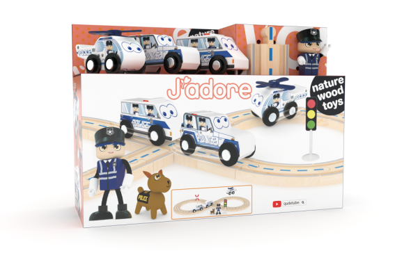 Hrací set s kolejemi - policie 25 ks - J'ADORE