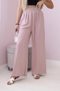 Kalhoty se širokým elastickým pasem tmavě růžové barvy