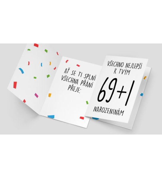 PartyWorld Přání - všechno nejlepší k tvým 69+1 narozeninám