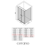CERANO - Sprchový kout Antelo L - L/P - 6 mm - černá matná, transparentní sklo - 96x90 - otočný CER-666574