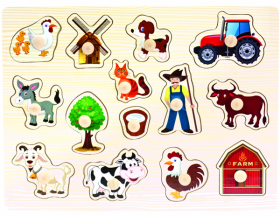 Dřevěné puzzle farma,
