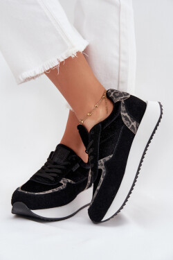 Dámské Zamszové Sneakersy Big Star OO274A312 HI-POLY SYSTEM Černé Panther 38