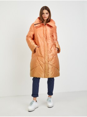 Oranžový dámský prošívaný zimní kabát Guess Ophelie Dámské