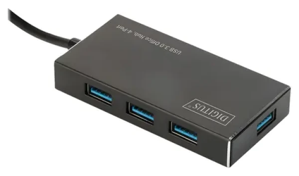Digitus DA-70240-1 / USB hub / 4 porty / USB 3.0 / hliníkové tělo / napájecí adaptér 5V/2A (DA-70240-1)
