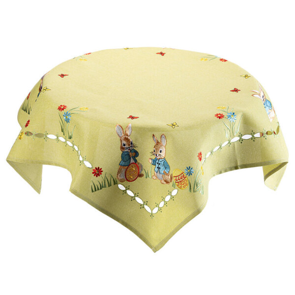 Středový ubrus s výšivkou KRÁLÍK V MODRÉM SAKU 85 x 85 cm