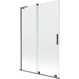 MEXEN/S - Velar L dvoukřídlá posuvná vanová zástěna 120 x 150, transparent, grafit metal 896-120-003-01-95