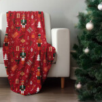 Měkká deka v červené barvě s vánočním motivem - 150 x 200 cm