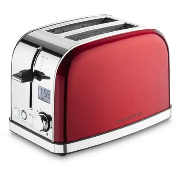 PHILCO PHTA 4016 červeno-stříbrná / Topinkovač / 2 topinky / 950 W (8590669285716)