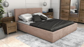 FRONTI Postel LINCOLN 140x200 hnědá s úložným prostorem - manšestr - LINCOLN 17