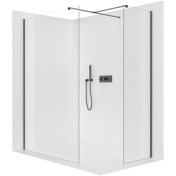CERANO Sprchová zástěna Walk-in Onyx T L/P - 8 mm - hranatá vzpěra - černá matná, transparentní sklo - 60x60x200 cm
