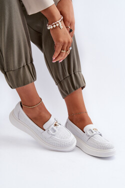 Dámské kožené mokasíny na platformě bílé S.Barski LR720 40