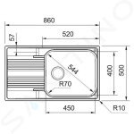 FRANKE - Smart Dřez SRX 611-86 LB, 860x500 mm, nerez 101.0395.055