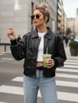 Dámská kožená bunda bomber černá FashionStreet TY5566 XL