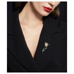 Květinová brož se zirkony Luisa - tulipán, Stříbrná