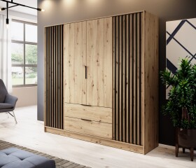 FRONTI Šatní skříň NELLY 4D bez zrcadla dub artisan + černá 13203