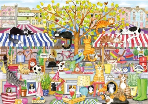 GIBSONS Puzzle Kočičí pouliční trh XXL