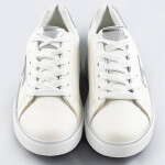 Bílo-stříbrné šněrovací tenisky sneakers hvězdičkou (BB126L) Barva: odcienie bieli, Velikost: XL (42)