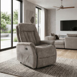 Polohovací křeslo, elektrické zabudované ovládání, šedá, látka vintage, TV-Q8575 GREY3
