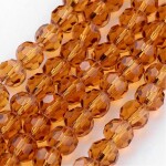 Broušené korálky - průsvitné - medově hnědé - 6 mm - 10 ks