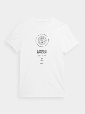 Pánské bavlněné tričko 4FAW23TTSHM0890-10S bílé 4F