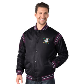 Starter Pánská bunda Anaheim Ducks NHL Vintage Enforcer Varsity Satin Jacket Velikost: XL