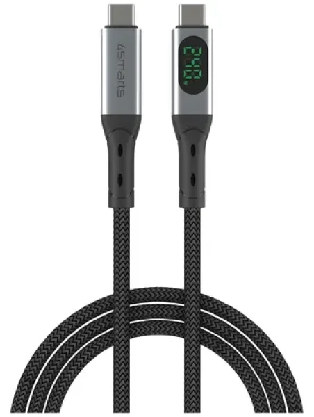 4smarts DigitCord 240W 1,5m černý / Kabel USB4 / 40 Gb/s / 8K 60Hz / PD 240W (541438)