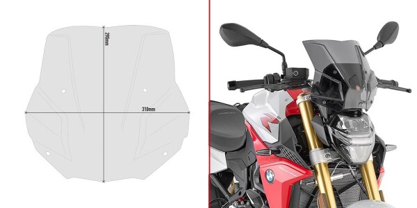 5139S plexi kouřové Bmw F 900 R (20-25), montáž místo originálu, vxš290x310 mm, použij sadu A5139A