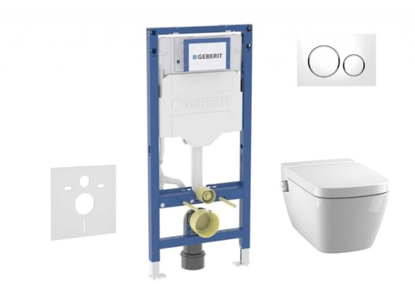 GEBERIT - Duofix Set předstěnové instalace, klozetu TECEone a sedátka softclose, tlačítko Sigma20, bílá/lesklý chrom SANI11CT3103