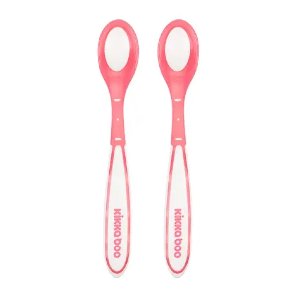 KikkaBoo Lžičky s tepelným senzorem 2 ks Boo Pink / od 6 měsíců (31302040078KB)