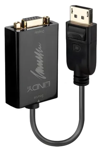 Lindy DisplayPort - VGA černá / Převodník / Aktivní / 1920x1080 / 60 Hz / 0,15 m (41006)