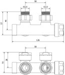 MEXEN - Dvouúhlový radiátorový ventil D50, černá W907-000-70