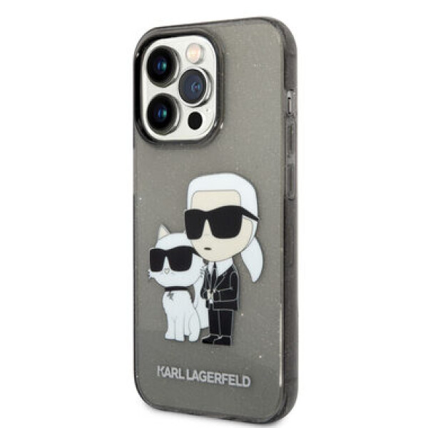 Pouzdro Karl Lagerfeld IML Glitter Karl and Choupette NFT iPhone 14 Pro černé