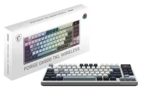 MSI FORGE GK600 TKL Sky modrá / Bezdrátová herní klávesnice / mechanická / 2.4GHz / BT / RGB / UK Layout (S11-43DEP01-HH9)