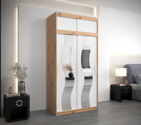 Šatní skříň Abi Se s nástavcem Barva korpusu: Dub artisan, Rozměry: 120 cm, Dveře: Bílá mat