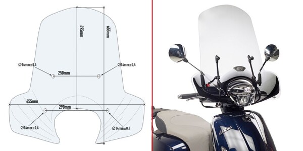 6109A plexi čiré Kymco Like 50-125-150 (17-25), vxš49,5 x 65,5 cm, použij sadu A 6109A