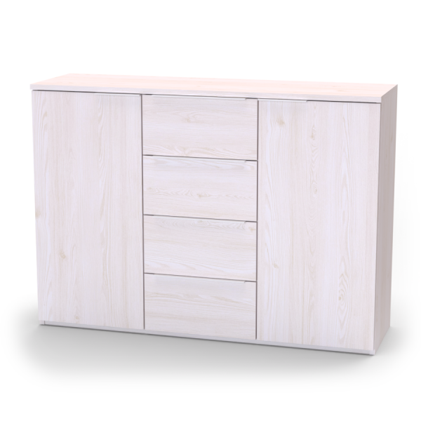 Nábytek Mikulík Komoda VARIO 3 (šedé úchytky) - bílý lesk, antracit, aj. ROZMĚR: (š/v/hl.) 130 x 86,5 x 40,5 cm