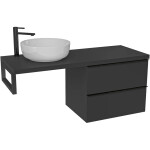 CERANO - Koupelnová skříňka Velora - černá matná, úchytka černá + deska pod umyvadlo Navira Pro - 36 mm + konzole černá - 120x56,6x46,5 CER-667850