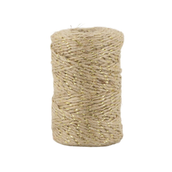 Chic Antique Jutový provázek 50 m – Cream / Gold thread, krémová barva