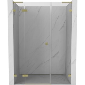 MEXEN/S - Lunar L sprchové dveře křídlové levé 150, transparent, zlatá kartáčovaná 834SL-150-050-55-00-L
