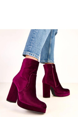 Dámské kotníkové boty na podpatku RQ481 Vínová - BESTELLE vínová 38